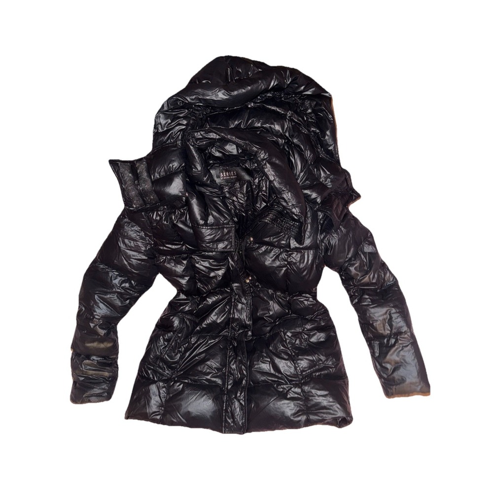 SERIES byโ Nicole Benisti Down Jacket Womens Size Small Black Hole On Arm Sleeve